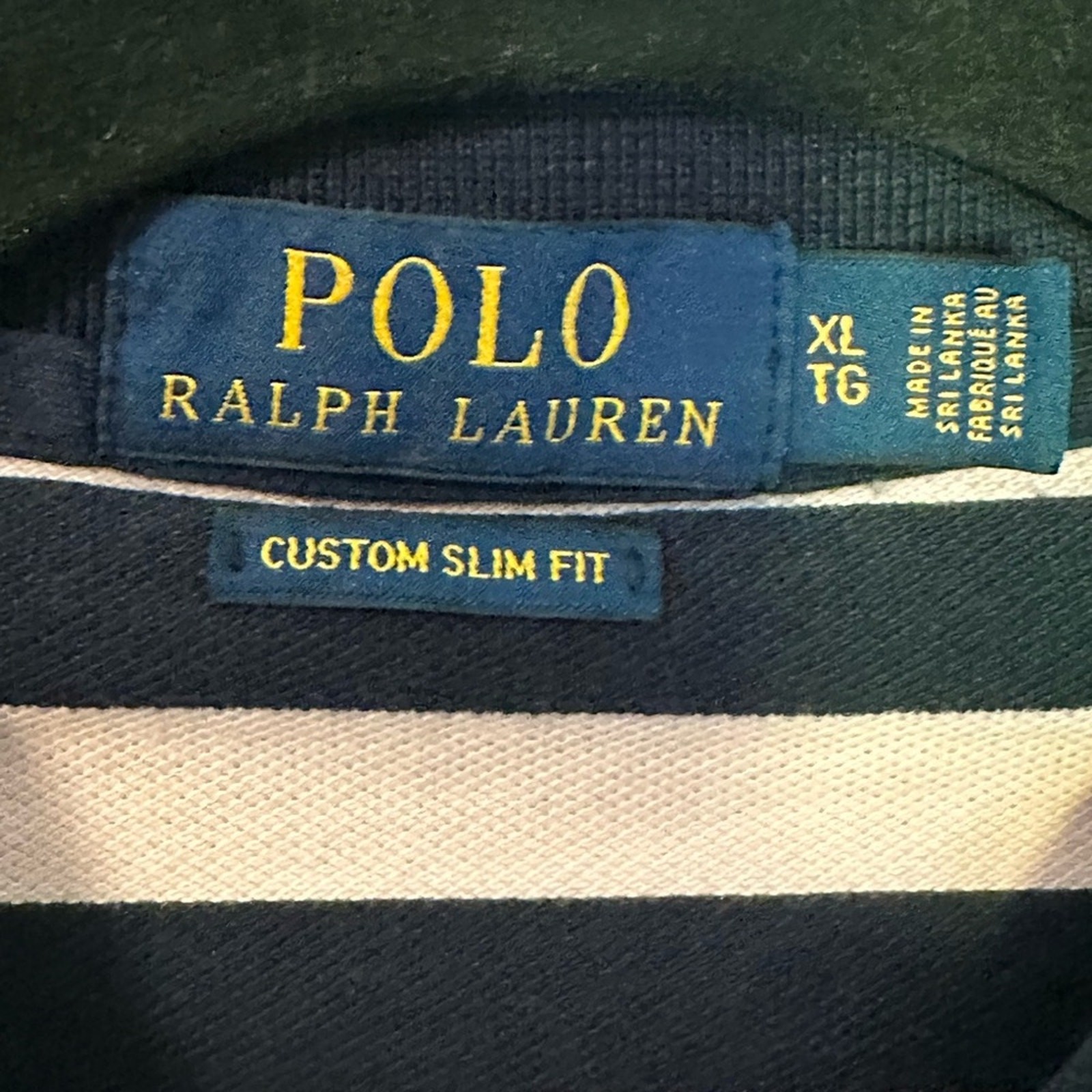 Polo Ralph Lauren rosa e blu navy top a righe golf blu navy pony sul petto taglia XL