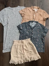 Rylee + Cru Floral Tops Stripe Dress Gauze Skirt Lot (4) Items Girls Size 8-9