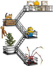 Fire Escape Shelf - 5 Tier Metal Black Fire Escape Wall Shelves with Baskets