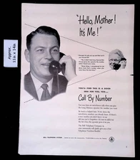 1953 BELL TELEPHONE SYSTEM "Hello, Mother It's Me!"Call By Number Print Ad 53980