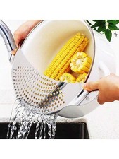 Strainer Pan Clip on Pot Drainer Fruit Colander Food Filter Kitchen