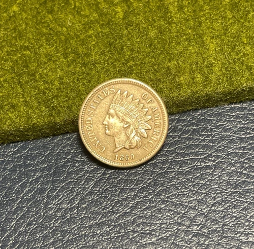 (#102313) Indian Head Cent:  1860  XF+   good luster!  Diamonds  (see video!)