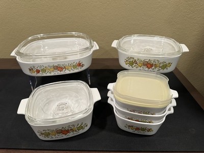 RARE (stamped) Vintage Spice Of Life Corning Ware Set - 6 Casserole & Lids