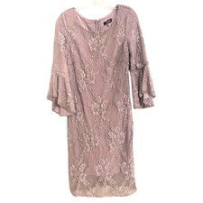 Nine West Dusty Purple Lace Bell Sleeve Knee Length Dress Sze 8 Fairy Cottage