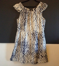 XL Gap Silk Cotton Blend Watery Print Cap Sleeve Dress Elastic Waist Boho Flirty
