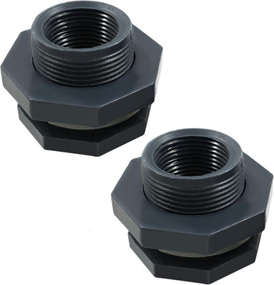 2pcs NPT1 PVC Bulkhead Fitting, 1 Inch Plastic Water Tank Connector Threaded Thr