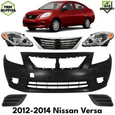 Front Bumper Cover Primed Plastic Headlights Kit For 2012-2014 Nissan Versa Front Bumper Cover Primed Plastic Headlights Kit For 2012-2014 Nissan Versa