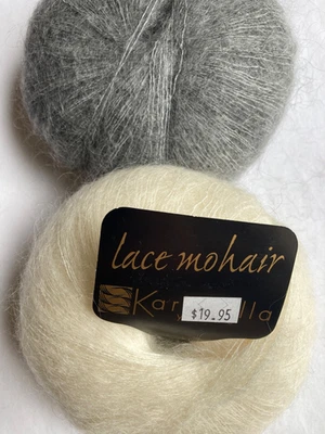 2 Balls KARABELLA LACE MOHAIR and Nylon Wool Yarn Lot Cream Gray 540 Yards Each - Photo 1/4
