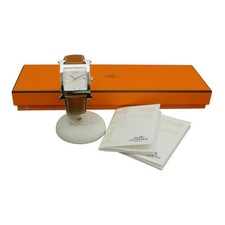Hermes H Watch L Stamp Hh1.810 Quartz 3ATM SS Silver Brown White Men'S 20