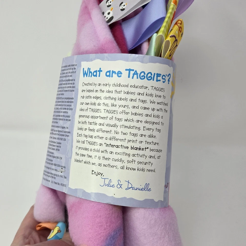 Taggies Original Manta Bebé 12"X12" Rosa Suave Etiqueta Sensorial Manta - NUEVO Foto 4 de 4