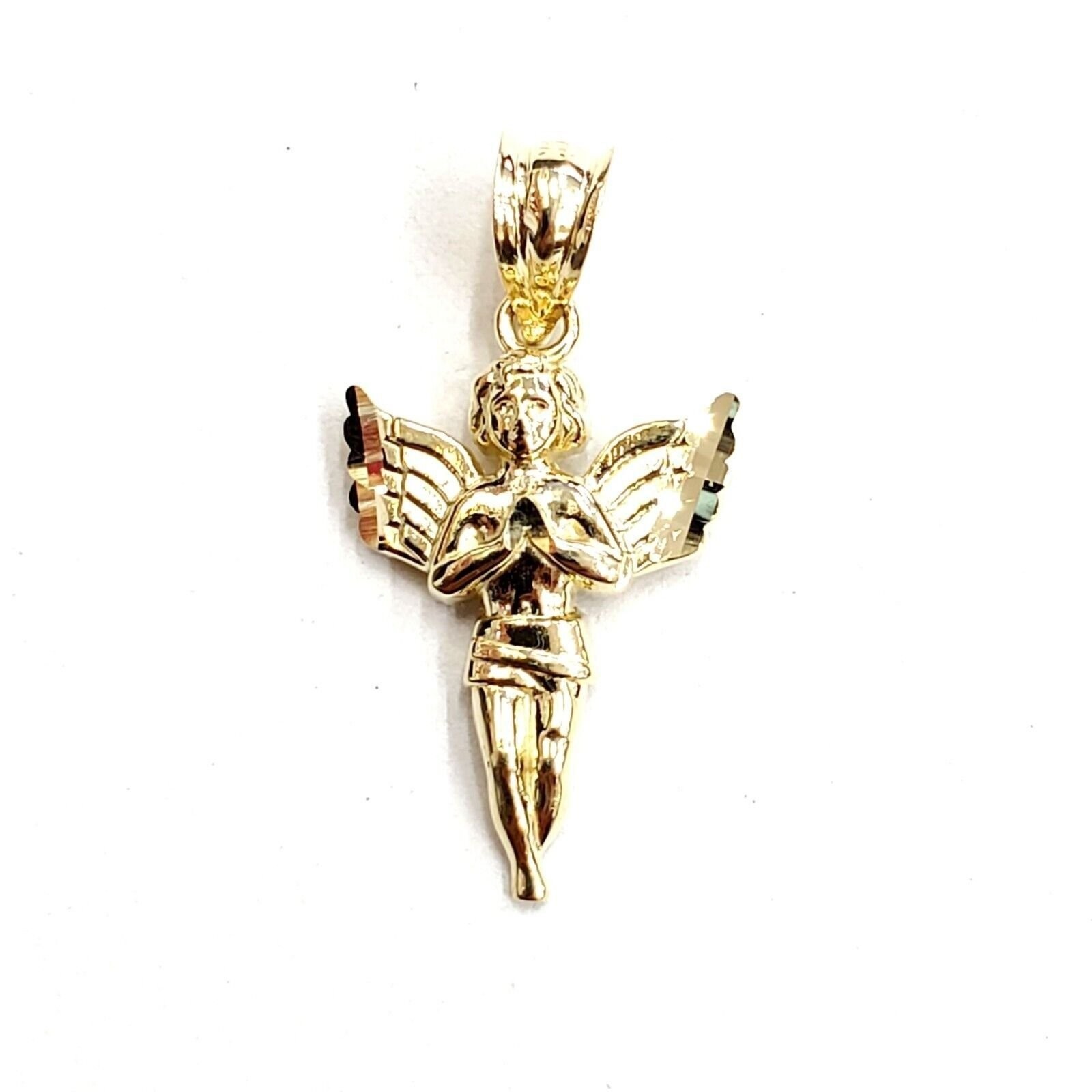 New 10k yellow Gold tiny angel Pendant charm wings gift fine jewelry unisex 1g