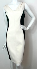 Tahari Mallie Colorblock Dress 12 Cream Black Sheath Sleeveless Slimming NWT