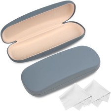2 Pack Hard Shell Eyeglasses Case with Cleaning Cloth Fits Most Glasses