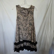 Stella Morgan Paisley Dress - Tan and Black with Ruffles - Women's Size 10