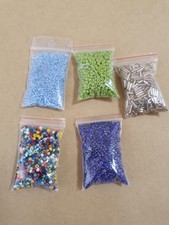 5er Set Glasperlen D 2mm Blau Gr&uuml;n Silber Bunt f&uuml;r Schmuck / Handarbeit Bisser