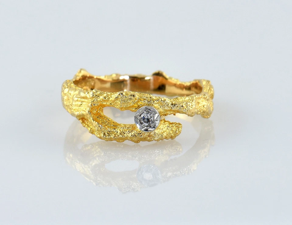 Lapponia Diamant Ring 750/000 18 K Gelbgold 1 Brillant 0,02 ct - Bild 3 von 4