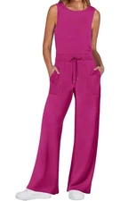 ANRABESS Women’s Wide Leg Pink Jumpsuits Small New