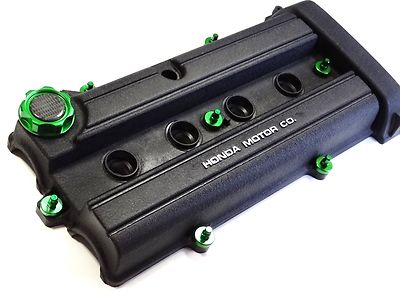 VMS GREEN ENGINE DRESS UP KIT B20 BILLET VALVE COVER WASHER SEALS NUTS OIL CAP