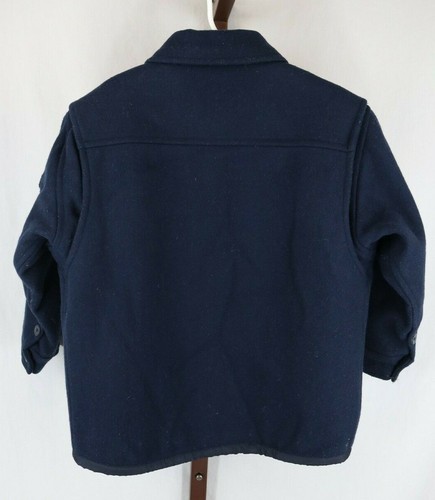 Gap Boys Navy Blue Sherpa Lined Wool Blend Winter Jacket Size 4/XS - Picture 2 of 3
