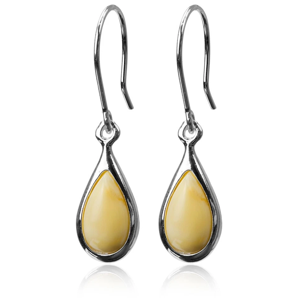 925 Solid Sterling Silver Butterscotch Baltic Amber Classic Drop Nice Earrings - Image 3 of 4