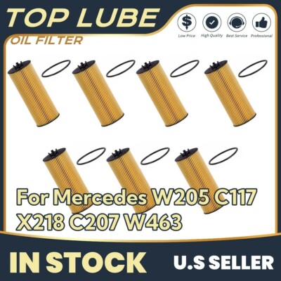 Set of 7 Engine Oil Filters & O-Rings For Mercedes W205 C117 X218 C207 W463