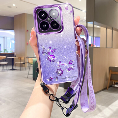 Bling Glitzer Schutz Taschen Etui für Xiaomi Handyhülle Mit Handykette Tragegurt