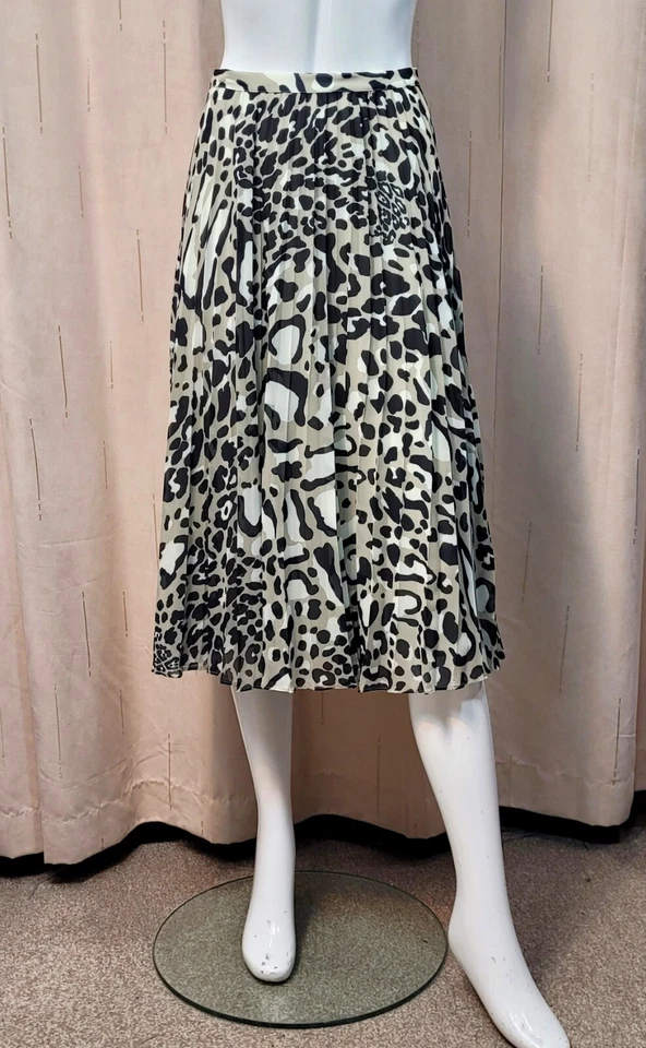 JAEGER Midi PLEATED SKIRT ~ Size 14 ~ KHAKI Mix (rrp £125) - Image 2 of 4