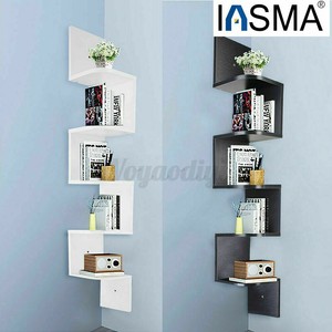 5 Tier Floating Wall Shelves Corner Shelf Storage Mdf Display Bookcase Decor Uk Ebay
