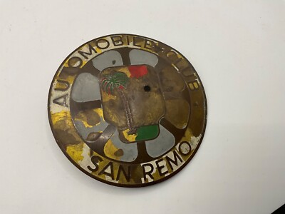 Italy 1950´ San Remo Riviera Dei Fiori Old Car Badge Enameled poor condition