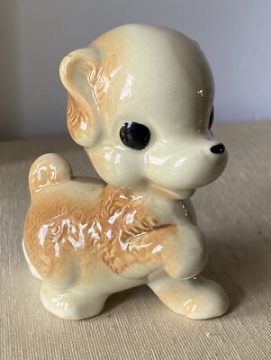 VTG 1950s Rempel Diamond Pottery Puppy Dog Ceramic Figurine Give Me Your Paw