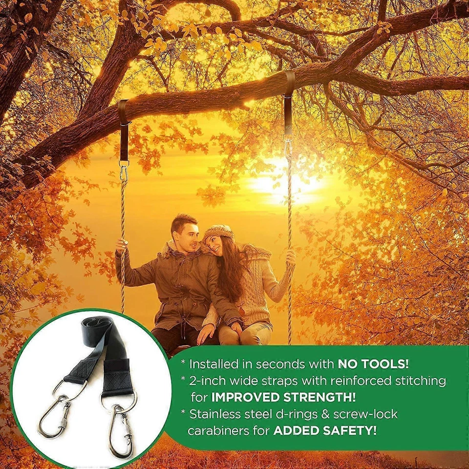 Tree Swing Hanging Kit (Set Of 2) Holds 2200 LBS 5ft Straps + 2 Tree Protectors - Image 4 of 4