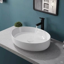 Davivy 21.5'' X 16'' Oval Vessel Sink with Pop Up Drain Bathroom Vessel Sinks