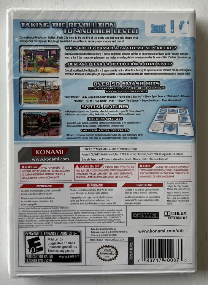 Wii Dance Dance Revolution Hottest Party 3 - Konami - New/Factory Sealed - Image 2 of 4
