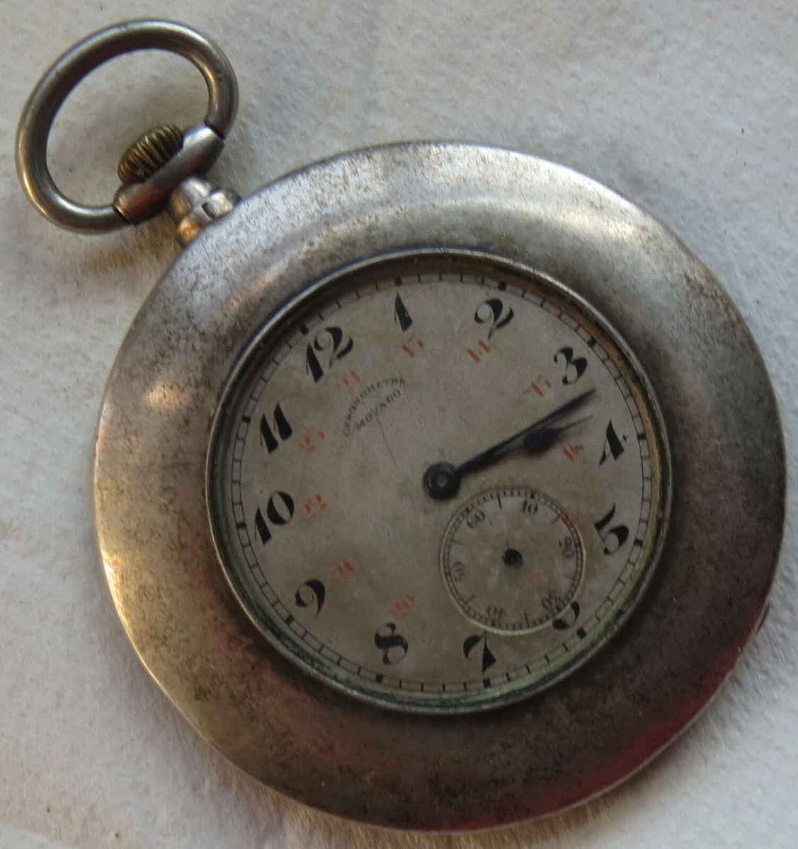 Movado Pocket Watch Open Face silver case 46 5 mm. in diameter