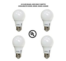 9 WATT A19 LED BULB, 3K to 6K, 60W EQUIVALENT, DAYLIGHT BULBS, 4-PACK,