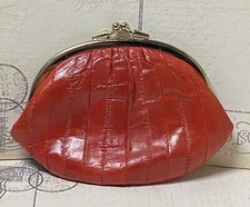 Ruby Red Vintage Eel Skin Clutch/Wallet With Doubled Interior-Made In Korea