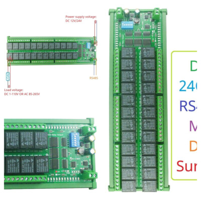 24CH ON/OFF Momentary Delay Latch 12V 24V Relay Module Uart Modbus PLC ...