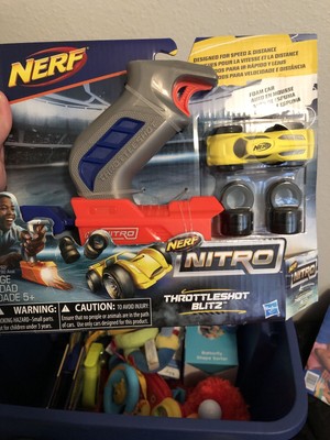 Nerf Nitro ThrottleShot Blitz Gray Car Launcher With Yellow Foam Race Car NEW * 630509525164 | eBay