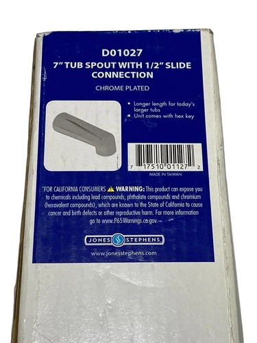 BN JONES STEPHENS D01027  7" Tub Spout w/ 1/2" Slide Connection - Chrome Plated  - Picture 1 of 6