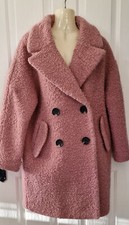 TOPSHOP pink oversized boucle teddy jacket coat, size S