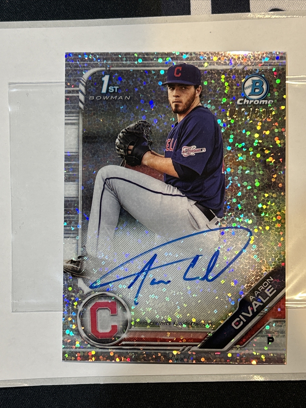 2019 Bowman Chrome AARON CIVALE AUTO SPECKLE REFRACTOR 1ST PROSPECT RC Card /299