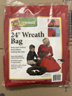 St. Nicks Choice Christmas Wreath Storage Bag with Handles Red 24''
