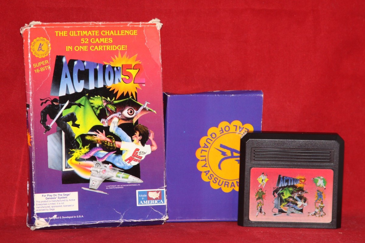 Action 52 (Sega Genesis, 1993) Authentic Game Cartridge + Box