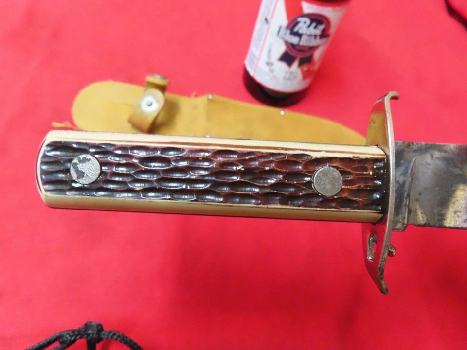 Cuchillo de caza colonial, de colección, carbono, ciervo tallado, Alemania ~ AVG/GD🤠🤠CK5.11.24R Foto 2 de 4