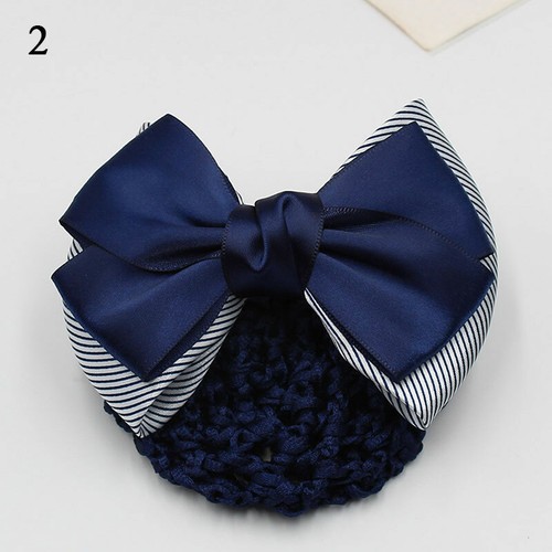 Women Satin Bow Barrette Double Bowknot Hair Net Hair Bun Barrette Hair Clip▱ - Picture 45 of 109