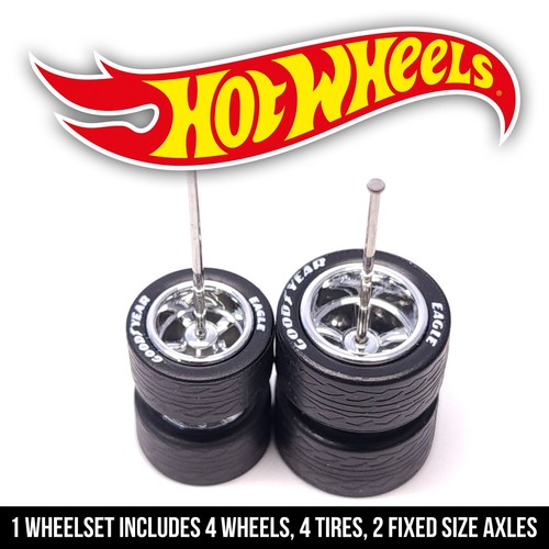 1/64 Scale 5 SPOKE MUSCLE v4 Real Rider Wheels Rims Tires Set for Hot - Picture 12 of 13