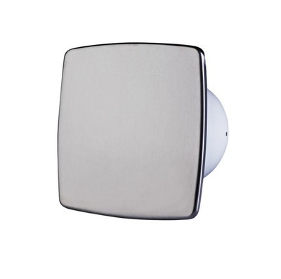 Badabzieher Ventilator 100mm mit moderner silberner Frontplatte WC Ventilator