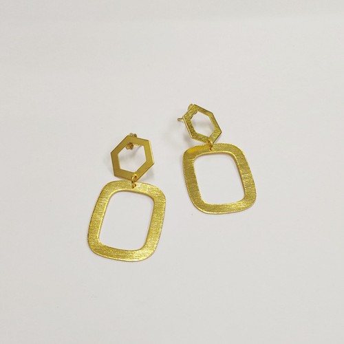 JIARI Portagioie In Vetro Dorato - Set Di 2 Scatole Esagonali, Per Anelli E Orecchini, Stile Vintage - 4
