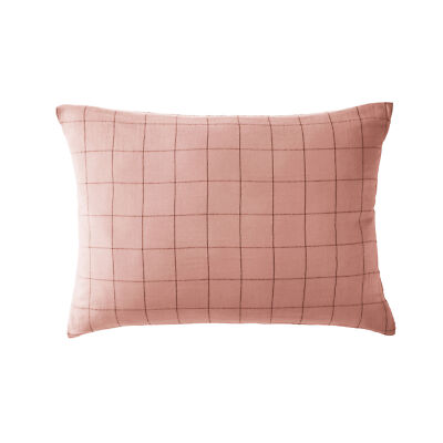 Kissenbezug 50x70 cm Gaze Baumwolle groß kariert rosa