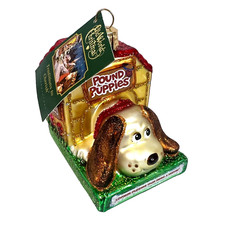 Old World Christmas Glass Blown Ornament Pound Puppies w/ Tag